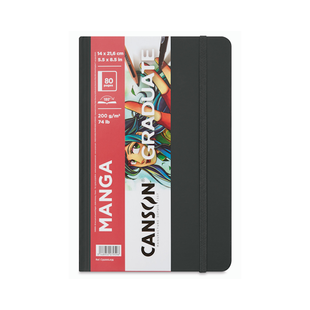 Блокнот MANGA GRADUATE, 14*21,6 см, 200г/м2, 80л, Сірий, тверда обкладинка, CANSON 3148950079947 фото