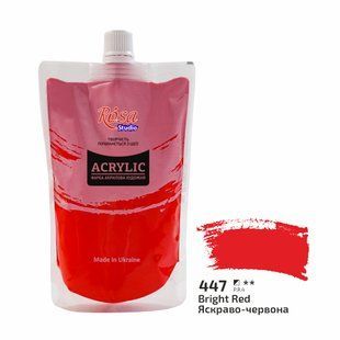 Фарба акрилова, Яскраво-червона (447), 200 мл, ROSA Studio 4823098539582 фото