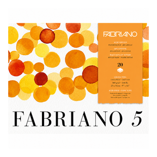 Склейка для акварелі Fabriano "5" 26*36см, 300г/м2, 20л., 50% бавовна, середнє зерно, Fabriano 8001348193029 фото