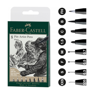 Набір для графіки 167158 РУЧКАИ РІТТ, 8шт ЧОРНИЙ, FABER CASTELL 4005401671589 фото