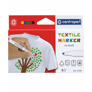 Набір маркерів Textile 2739 2 мм, набір 6 кол., Centropen 8595013625101 фото