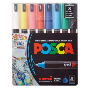 Набір акрилових маркерів POSCA, 0,7мм, 8 шт, UNI 4902778246061 фото