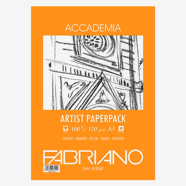 Папір для рисунку Accademia А3 (29,7*42 см) 120 г/м2, дрібне зерно, 100 л, Fabriano 8001348164890 фото