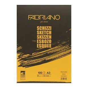 Склейка для ескізів Schizzi Sketch A3, 29,7x42 см, 90г/м2, 100л., FABRIANO 8001348171539 фото