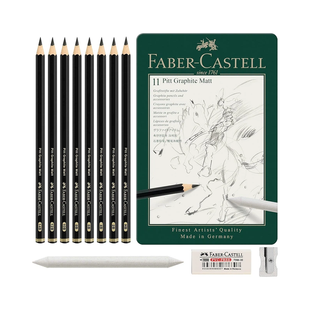 Набір графітних олівців PITT GRAPHITE MATT, 11шт, мет. пенал, 115220, Faber Castell 4005401152200 фото