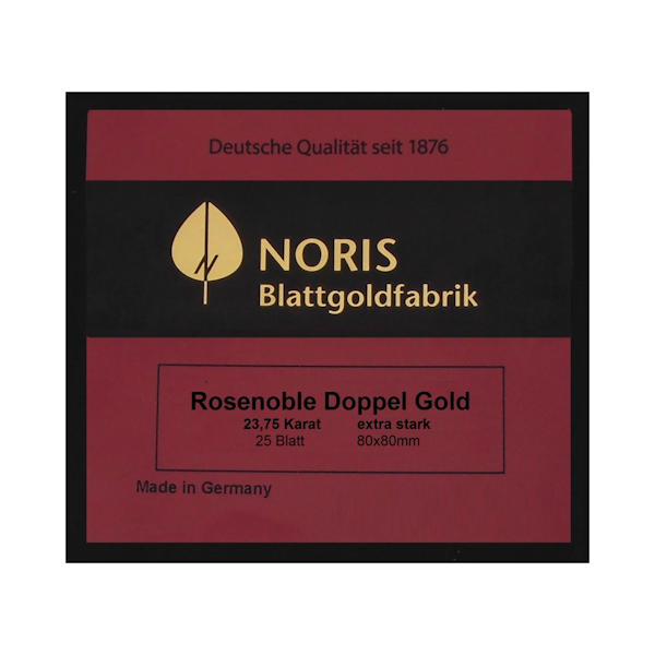Золото сусальне листове, трансферне 23,75карат 8х8см 25л "ROSENOBLE DOPPEL GOLD", NORIS NSG080080080T фото
