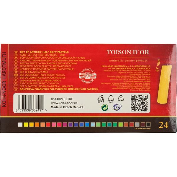 Набір пастелі сухої TOISON D'OR, 1/2, 24 кол, KOH-I-NOOR 8593539332497 фото