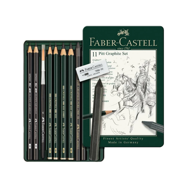 Набір графітних олівців PITT GRAPHITE SET (11шт) мет. пенал, 112972, Faber Castell 4005401129721 фото