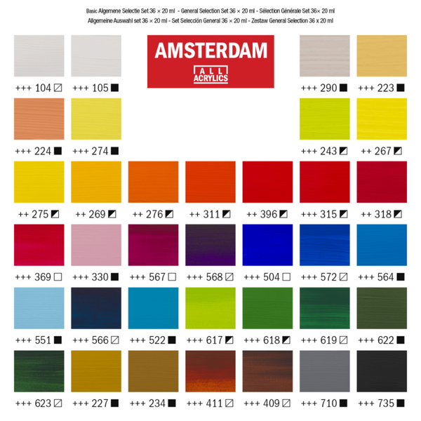 Набір акрилових фарб, AMSTERDAM GENERAL SELECTION, 36*20 мл, Royal Talens 8712079456825 фото