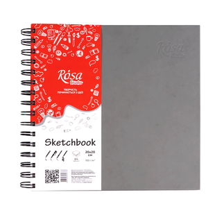 Блокнот для рисунку на спіралі 20х20см, 100г/м2, 84л, сірий, ROSA Studio 4823098539773 фото