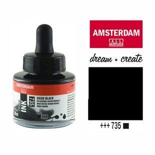 Туш акрилова AMSTERDAM INK (735) Окис чорний, 30мл, Royal Talens 8712079389864 фото