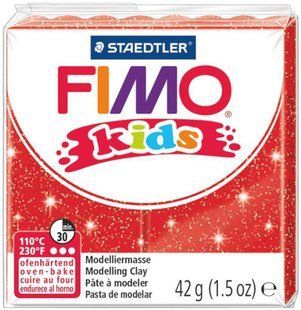 Пластика Fimo kids, Червона з блискітками, 42г, Fimo 4007817804933 фото