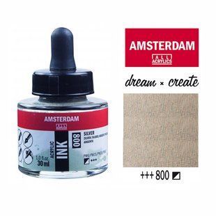 Туш акрилова AMSTERDAM INK (800) Срібний, 30мл, Royal Talens hdghd фото