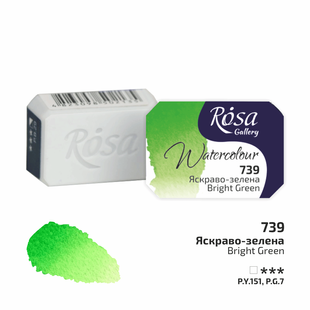 Фарба акварельна, Яскраво-зелена (739), 2,5мл, ROSA Gallery 4823098506171 фото