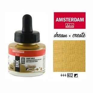 Туш акрилова AMSTERDAM INK (802) Золотий світлий, 30мл, Royal Talens 8712079389888 фото
