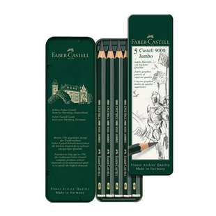 Набір графітних олівців JUMBO CASTELL 9000, 5 шт, НB-8В, 119305, метал. пенал, FABER CASTELL 4005401193050 фото