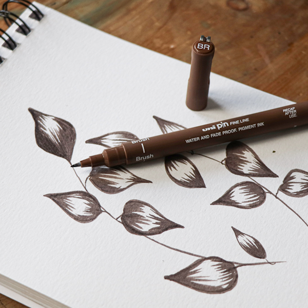 Лінер браш Uni PIN Brush FINE LINE, сепія 4902778230855 фото
