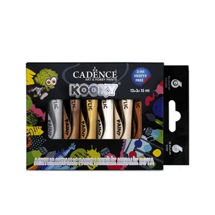 Набір акрилових фарб Kooky Metallic Acrylic Paint, 6*15 мл, Cadence 8699036766725 фото