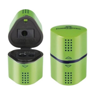 Стругачка GRIP2001 3 ОТВОРИ 2 КОНТЕЙНЕРА СВ.ЗЕЛЕНА, 183802, Faber Castell 4005401838029 фото