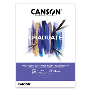 Склейка паперу GRADUATE MIXED MEDIA, А4 (21*29,7см), 200г/м2, 20л, білий колір, Canson 3148950021199 фото